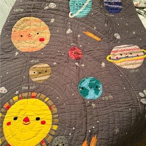 The land of Nod plants Space-Themed Quilted Blanket baby toddler sized